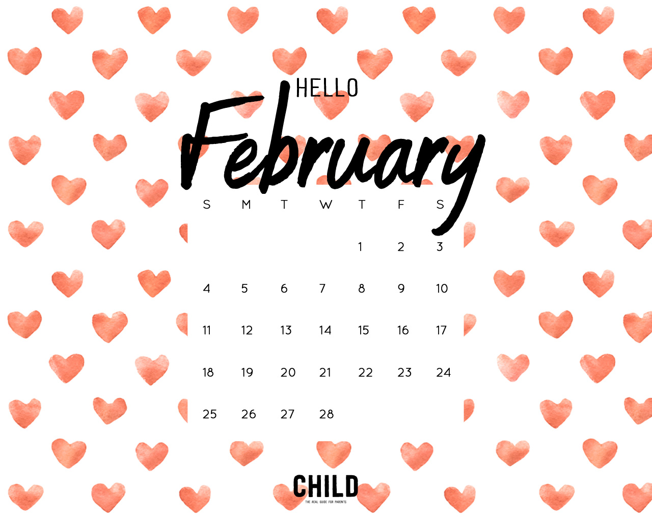 CHILD Magazines | A Free February Calendar Wallpaper For You