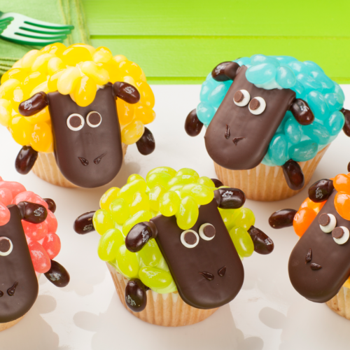 DIY Jelly Bean Sheep Cupcakes