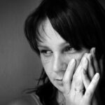 Lonely Thoughtful woman BandW