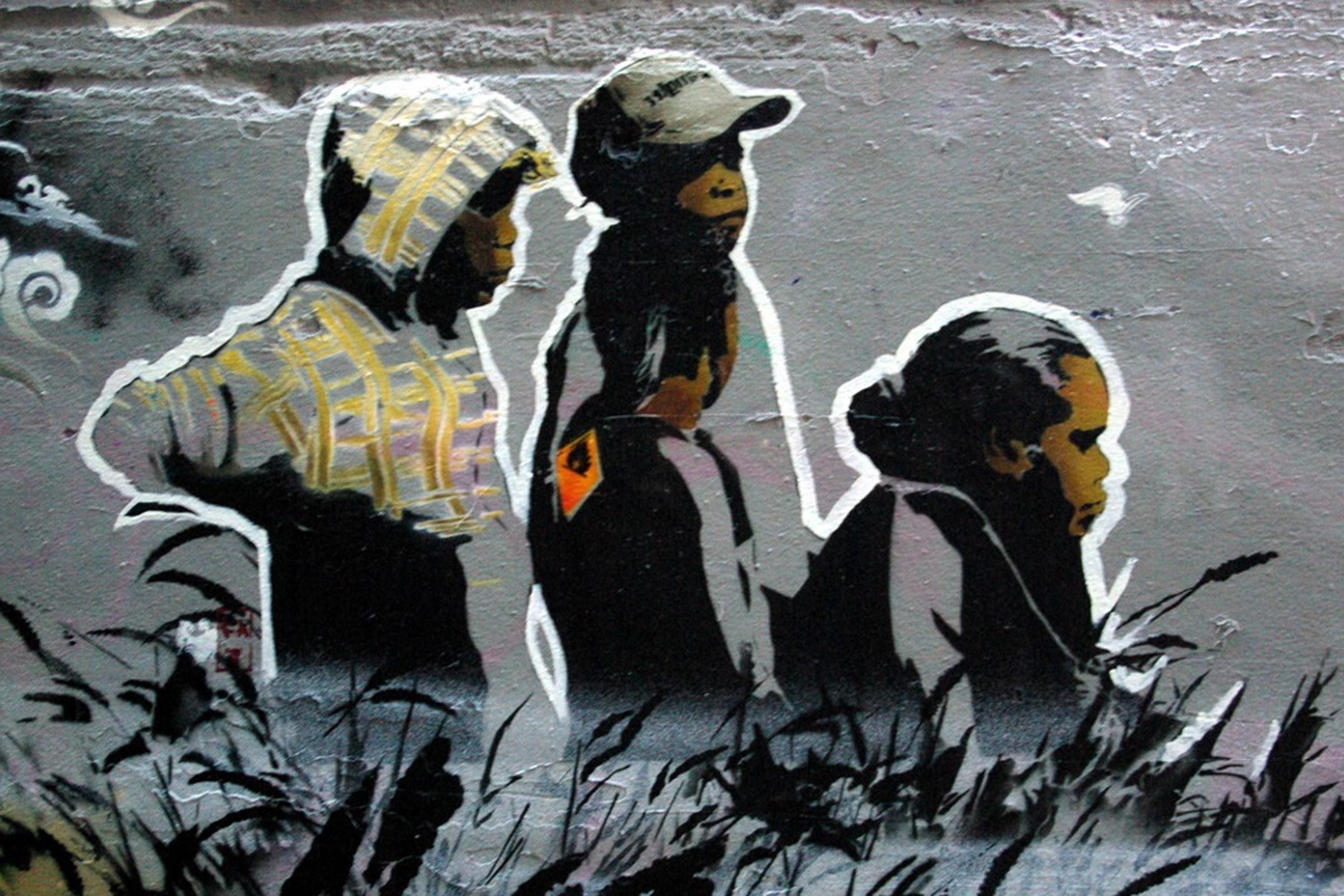 wall spray painting indigenous kids